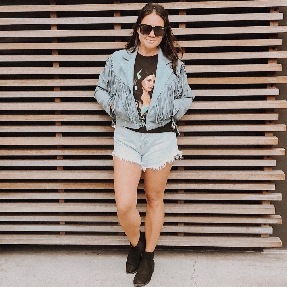 FAUX SUEDE MOTO JACKET FRINGE TASSEL